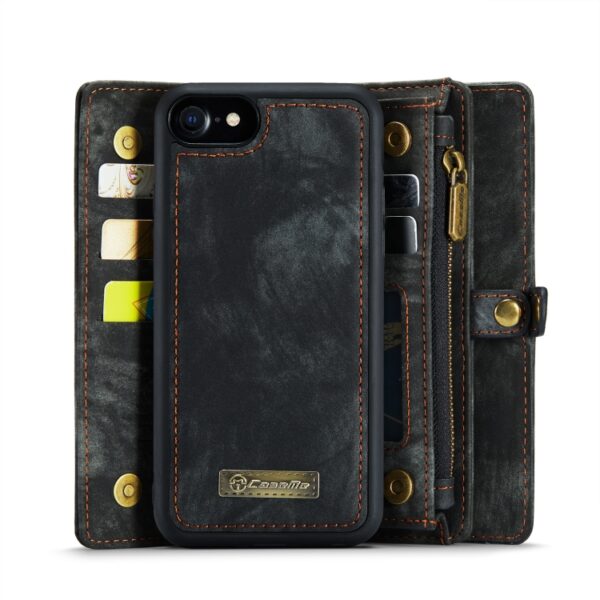CaseMe für iPhone 8 und 7, multifunktionale Leder-Brieftasche mit abnehmbarer magnetischer PC-Rückseite, Schutzhülle und Halter, 10 Kartenfächern, 3 Bargeldfächern, 1 Geldbörse mit Reißverschluss, 2 Fotorahmen und 3 Magnetverschlüssen, For iPhone 8 & 7... – Bild 5