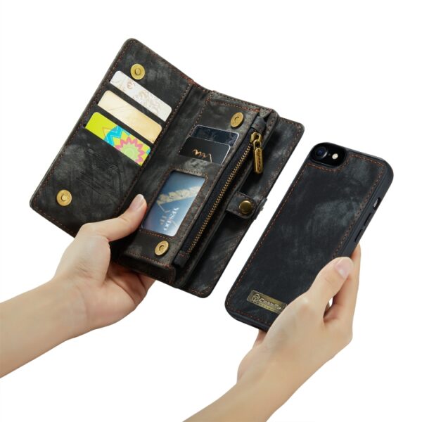 CaseMe für iPhone 8 und 7, multifunktionale Leder-Brieftasche mit abnehmbarer magnetischer PC-Rückseite, Schutzhülle und Halter, 10 Kartenfächern, 3 Bargeldfächern, 1 Geldbörse mit Reißverschluss, 2 Fotorahmen und 3 Magnetverschlüssen, For iPhone 8 & 7... – Bild 6