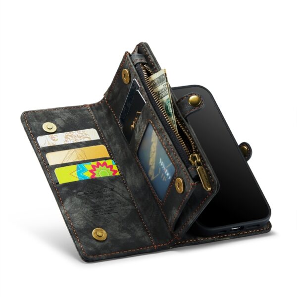 CaseMe für iPhone 8 Plus & 7 Plus Multifunktionale Leder-Brieftasche mit abnehmbarer magnetischer PC-Rückseite, Schutzhülle und Halter, 11 Kartenfächern, 3 Bargeldfächern, 1 Geldbörse mit Reißverschluss, 2 Fotorahmen und 3 Magnetverschlüssen, For 8P & 7P – Bild 3