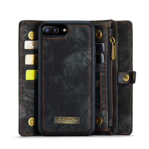 CaseMe für iPhone 8 Plus & 7 Plus Multifunktionale Leder-Brieftasche mit abnehmbarer magnetischer PC-Rückseite, Schutzhülle und Halter, 11 Kartenfächern, 3 Bargeldfächern, 1 Geldbörse mit Reißverschluss, 2 Fotorahmen und 3 Magnetverschlüssen, For 8P & 7P – Bild 5